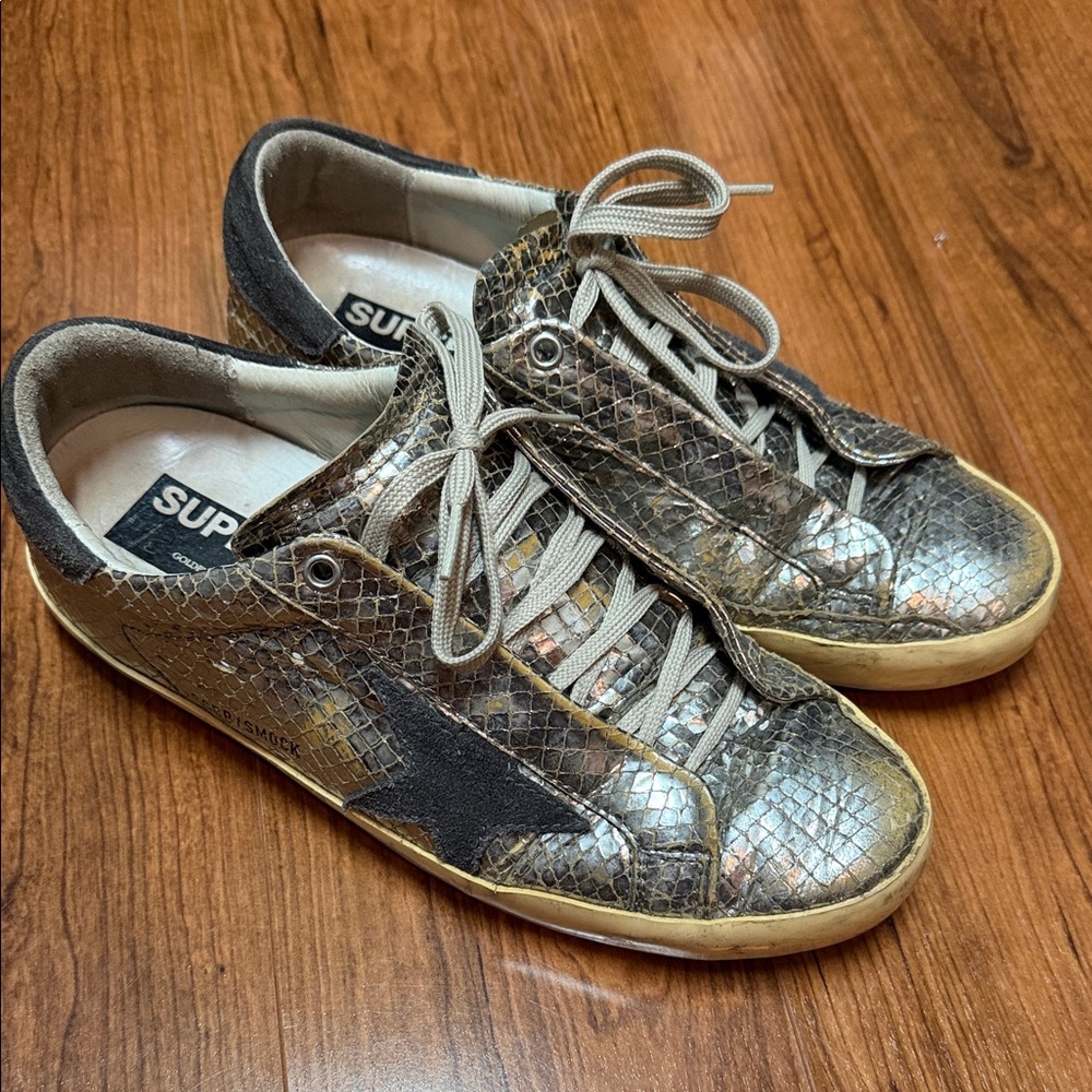 Authentic Golden Goose SUPERSTAR Bronze Snakeskin Sneakers